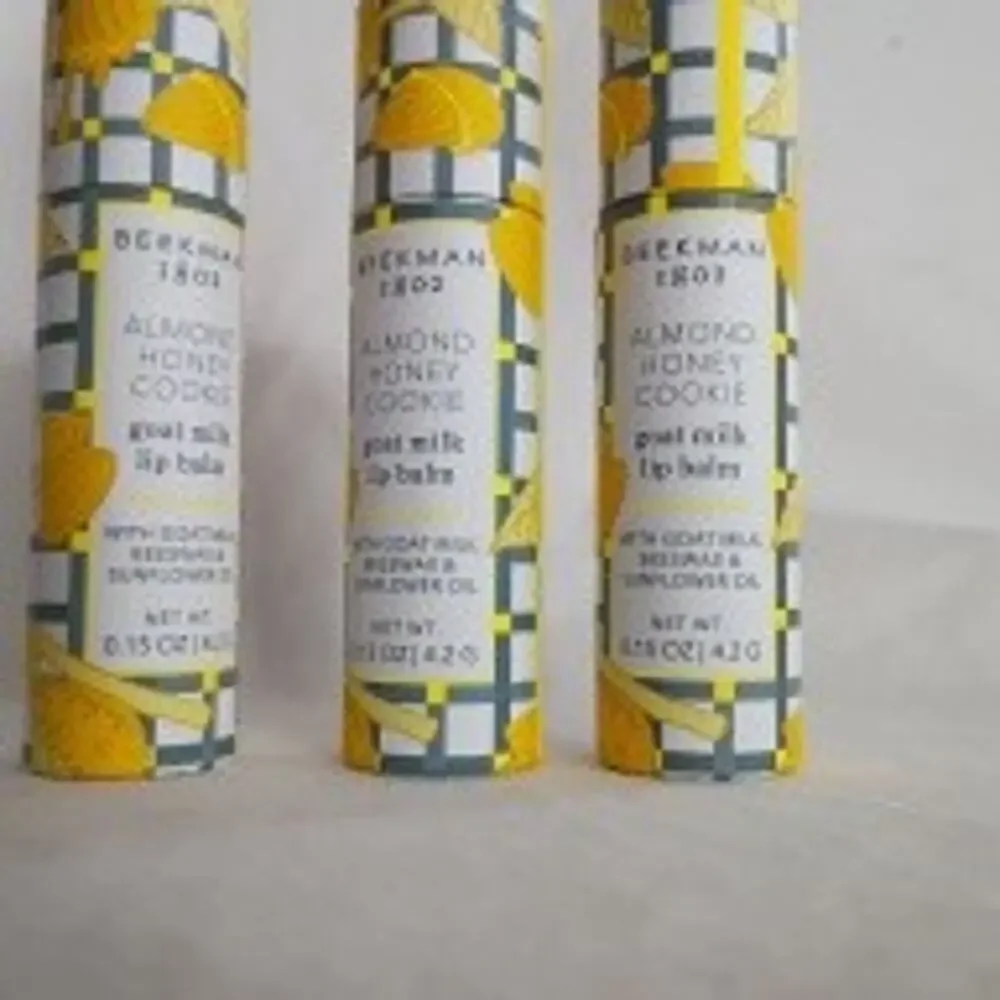 Set of 3-Beekman 1802 Almond Honey Cookie Goat Milk Lip Balm .15 oz each